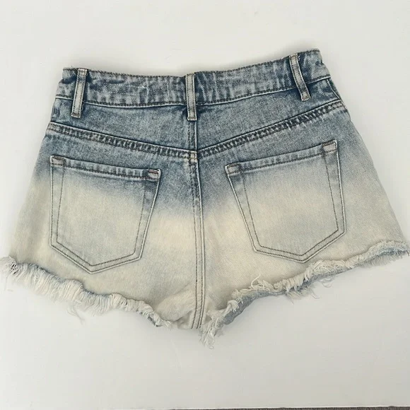 PACSUN Jean Shorts Size 23 Bleached Ombré Distressed High Rise Shorts - Picture 2 of 6